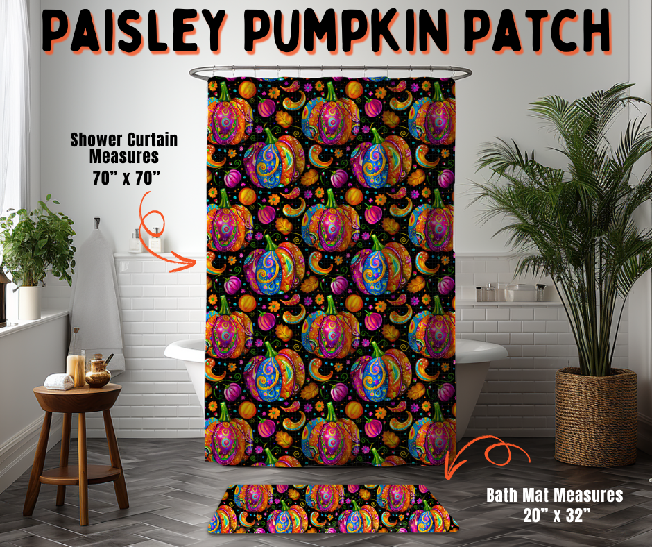 Preorder! Closes 6/10. ETA Sept. Paisley Pumpkin Patch Custom Shower Curtain and/or Bath Mat