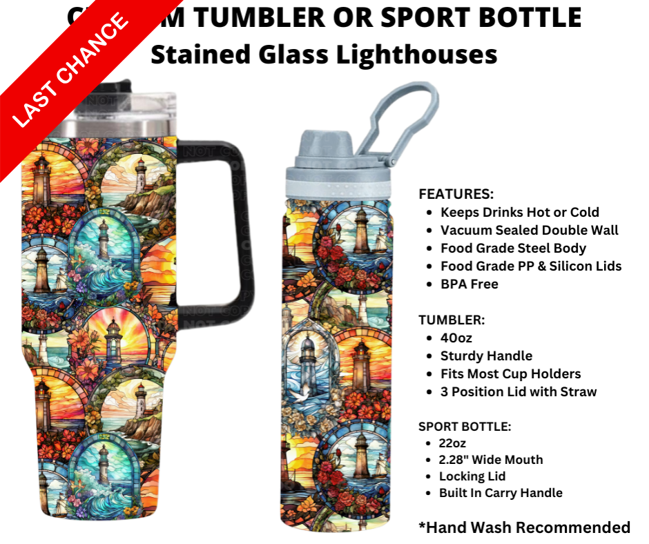 Stained Glass Lighthouse Sport Bottle