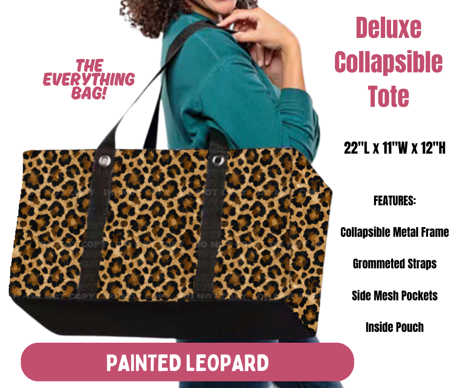 Preorder! Closes 10/8. ETA Jan. Painted Leopard Collapsible Tote
