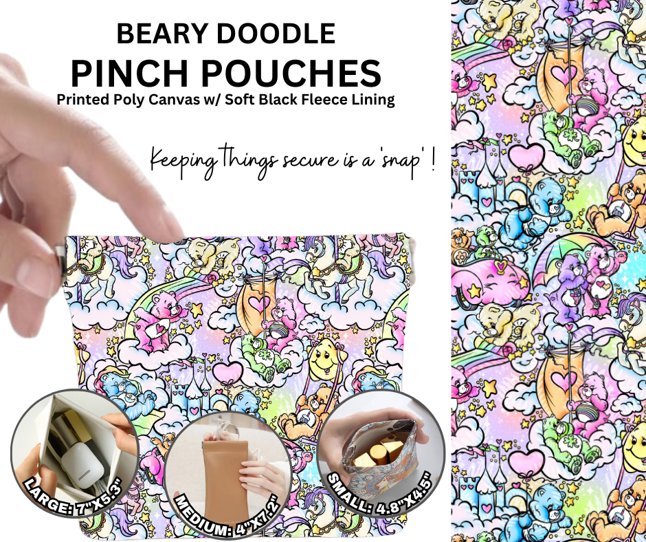 Preorder! Closes 12/5. ETA Feb. Beary Doodle Pinch Pouches in 3 Sizes