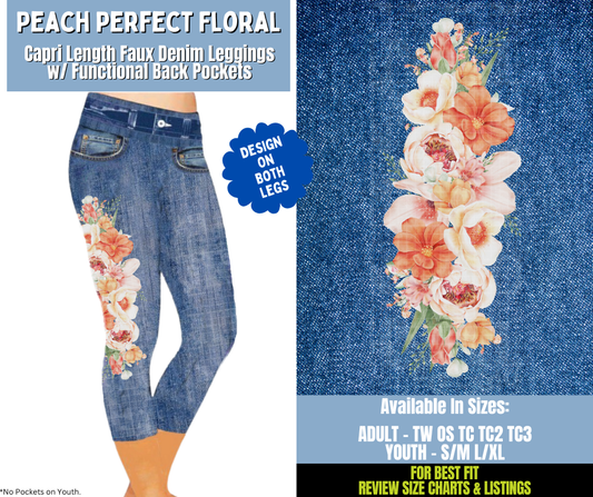 Preorder! Closes 12/15. ETA March. Peach Perfect Floral Capri Leggings w/ Side Leg Designs