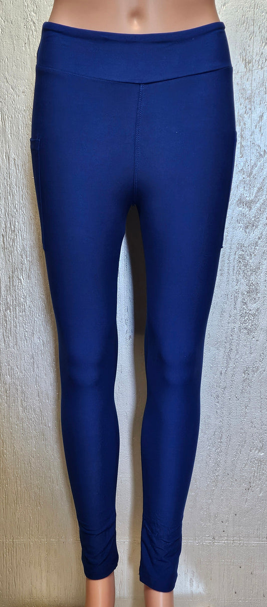 Royal Blue leggings and biker shorts with pockets