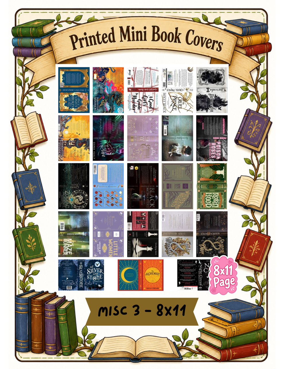 Mini book sticker sheets and mini books
