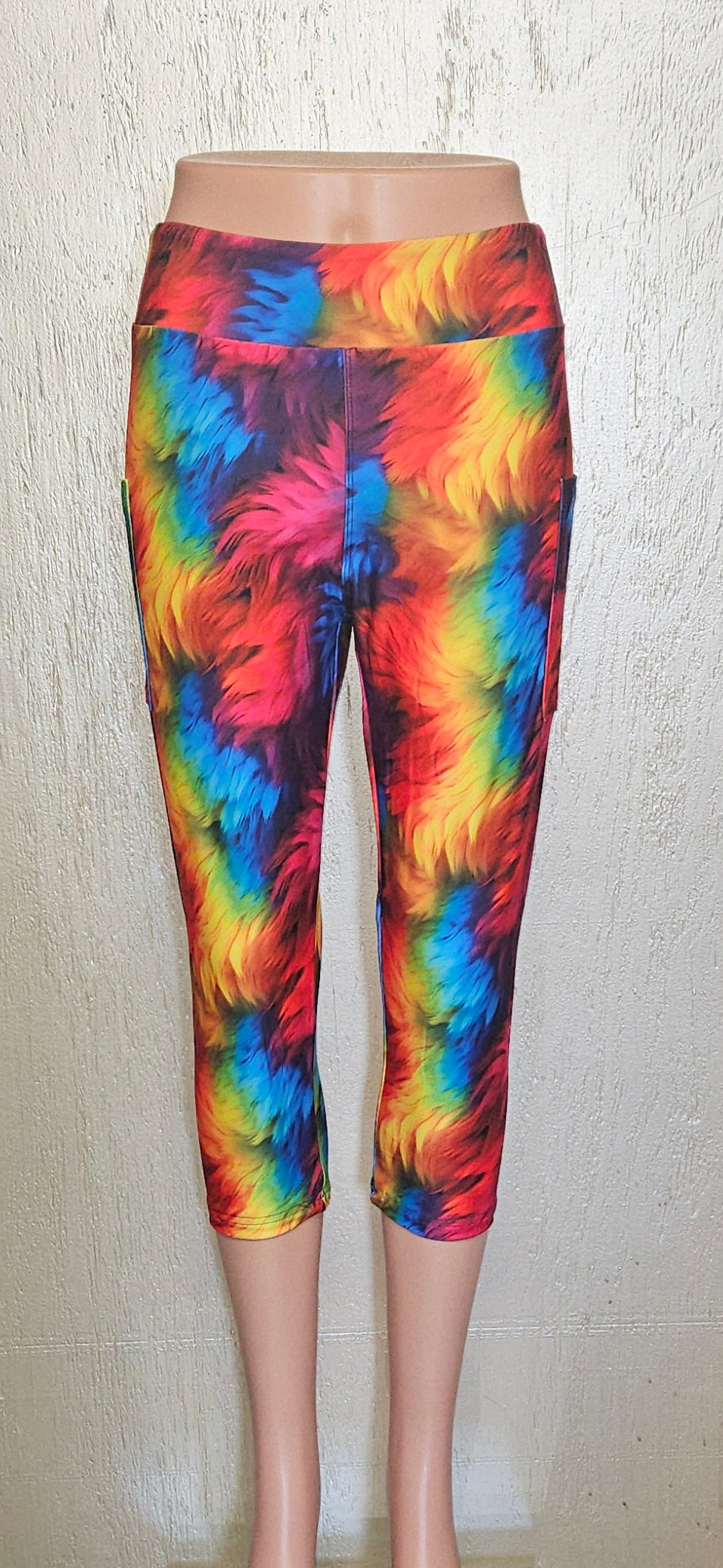 Rainbow Monster Fur leggings and capris with pockets