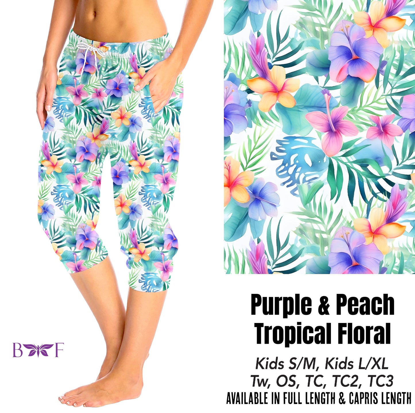 Purple & Peach Tropical Floral