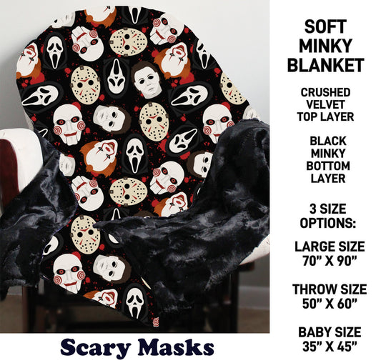 MN8K - Scary Masks Minky Blanket - Preorder Due 10/18 ETA: Early Dec