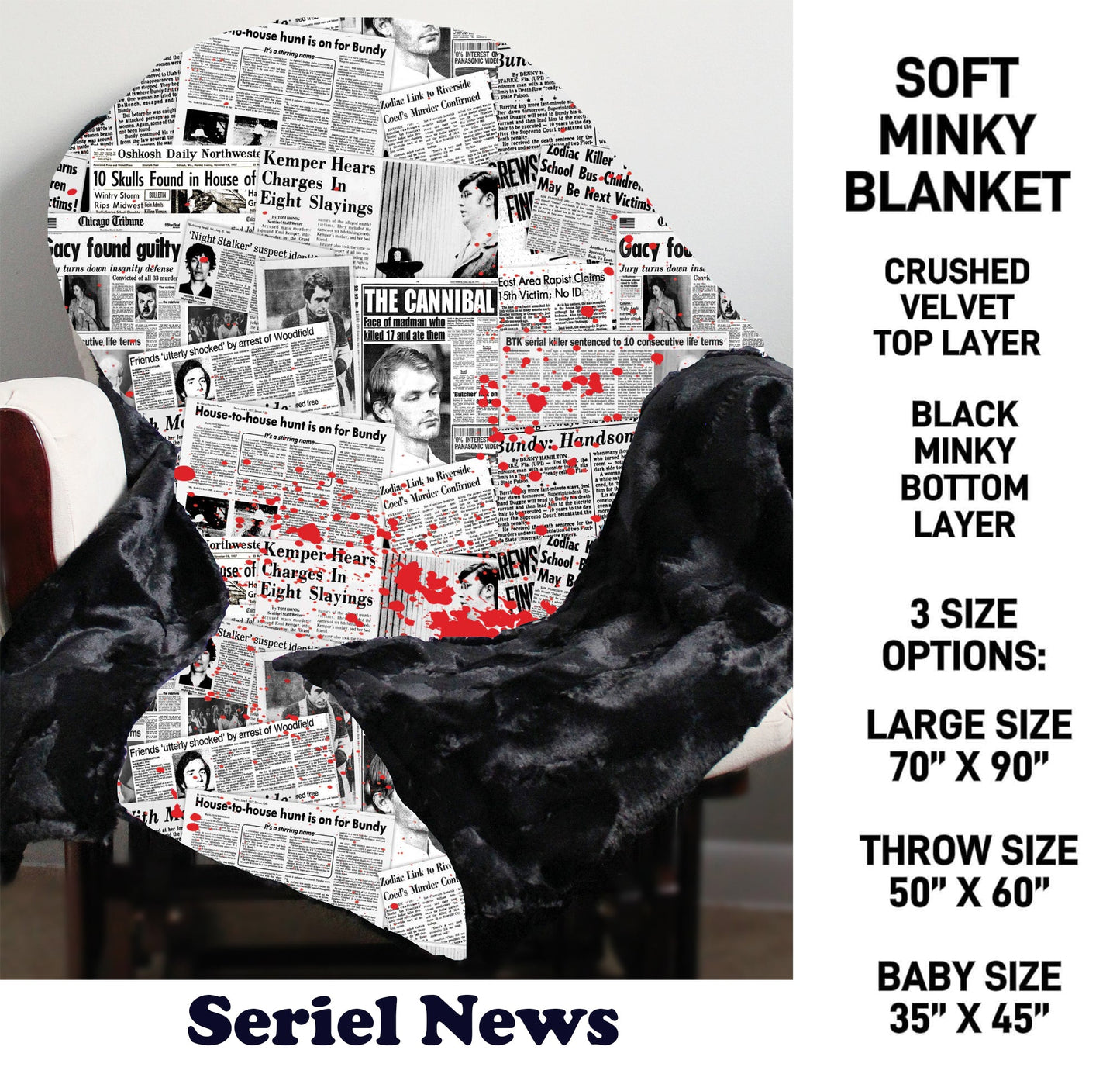 MN8K - Serial News Minky Blanket - Preorder Due 10/18 ETA: Early Dec