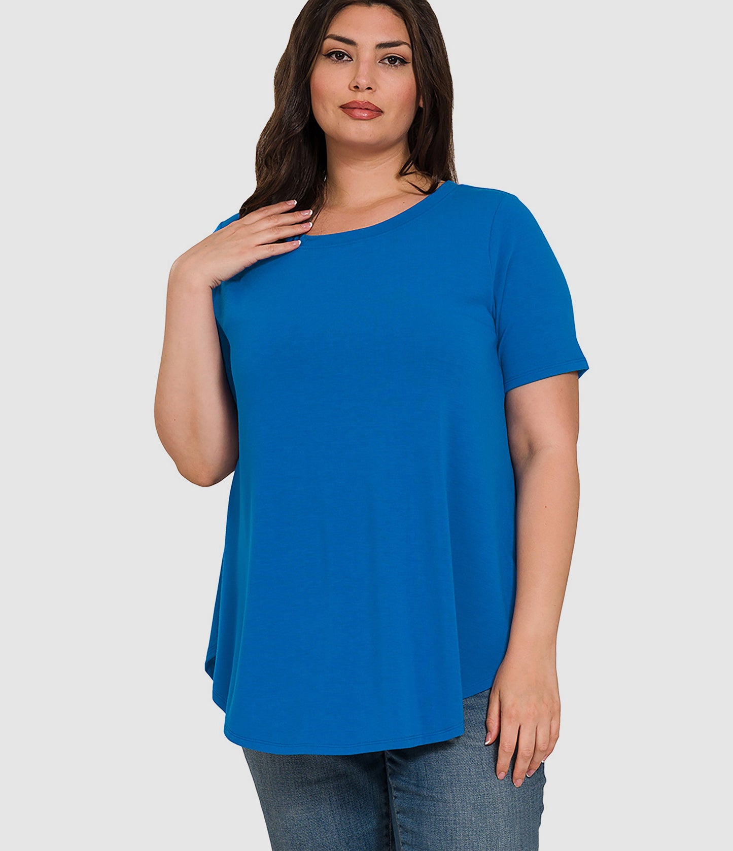 RTS - Short Sleeve Round Neck Top - Classic Blue