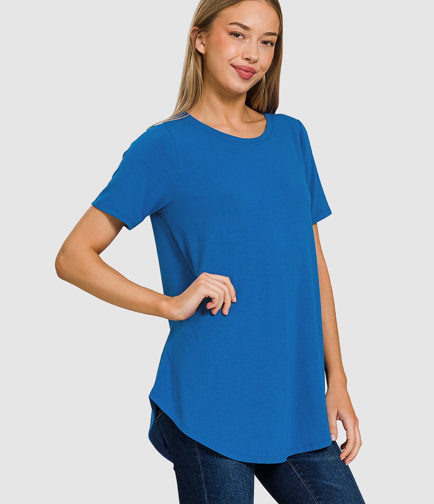 RTS - Short Sleeve Round Neck Top - Classic Blue