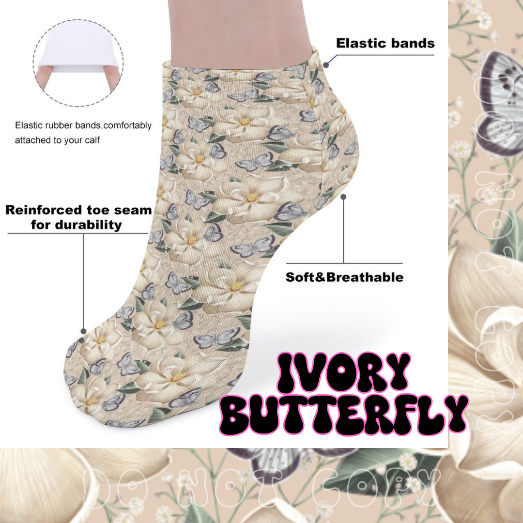 IVORY BUTTERFLY - CUSTOM PRINTED SOCKS