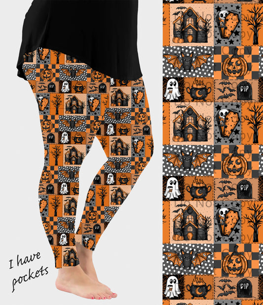 RTS - Spooky Patchwork Leggings w/ Pockets