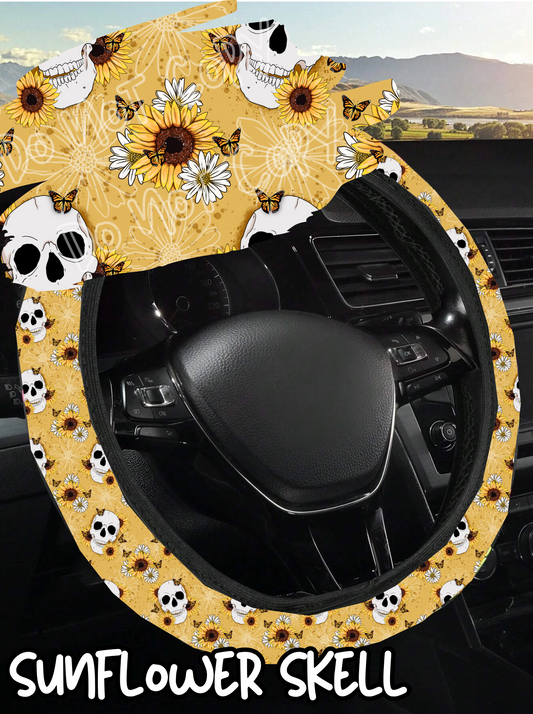 Sunflower Skull - Steering Wheel Cover 3