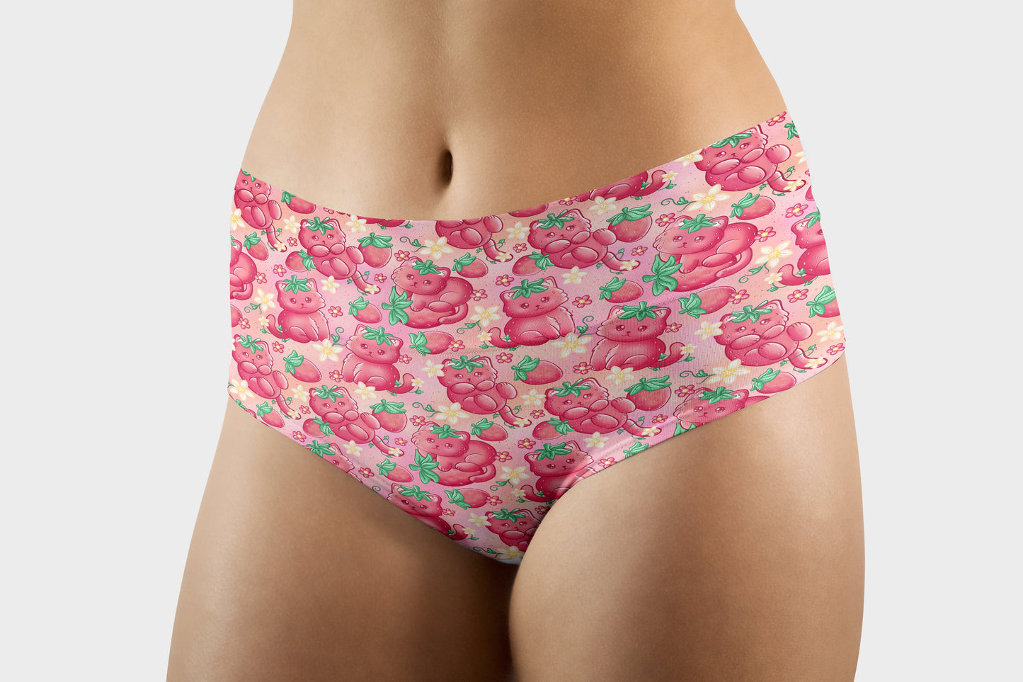 RTS - Strawberry Kitty Hipster/High Waist Panties