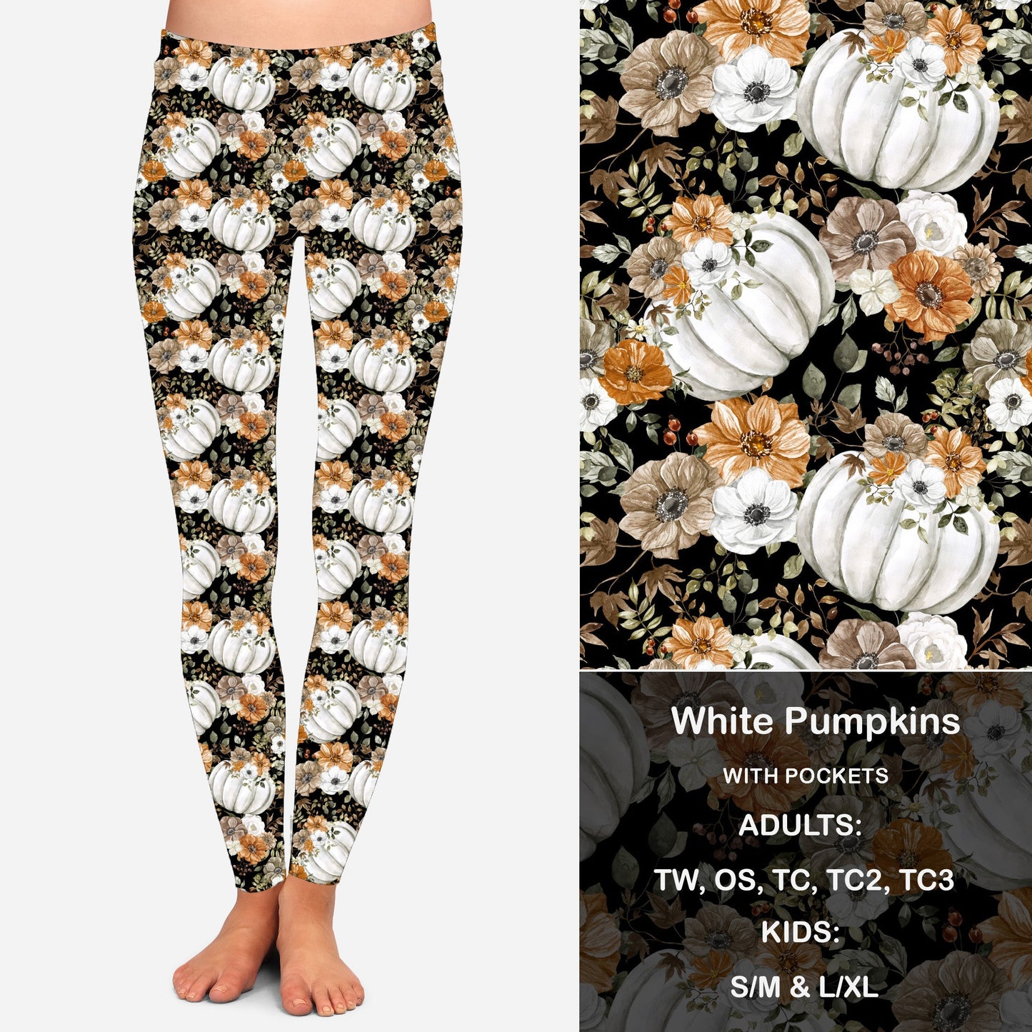 White Pumpkin Leggings with Pockets Preorder