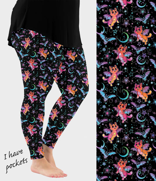 RTS - Winged Cat Leggings with Pockets