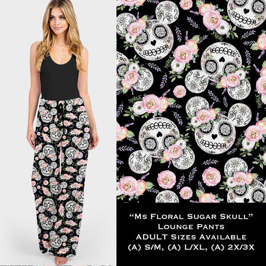 Ms Floral Sugar Skull Lounge Pants