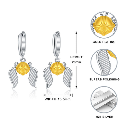 .925 Sterling Silver Snitch wizard Earrings, Necklace or Bracelet