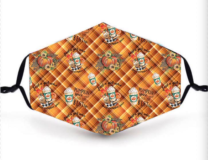 PUMPKIN SPICE PLAID FACE SHIELD