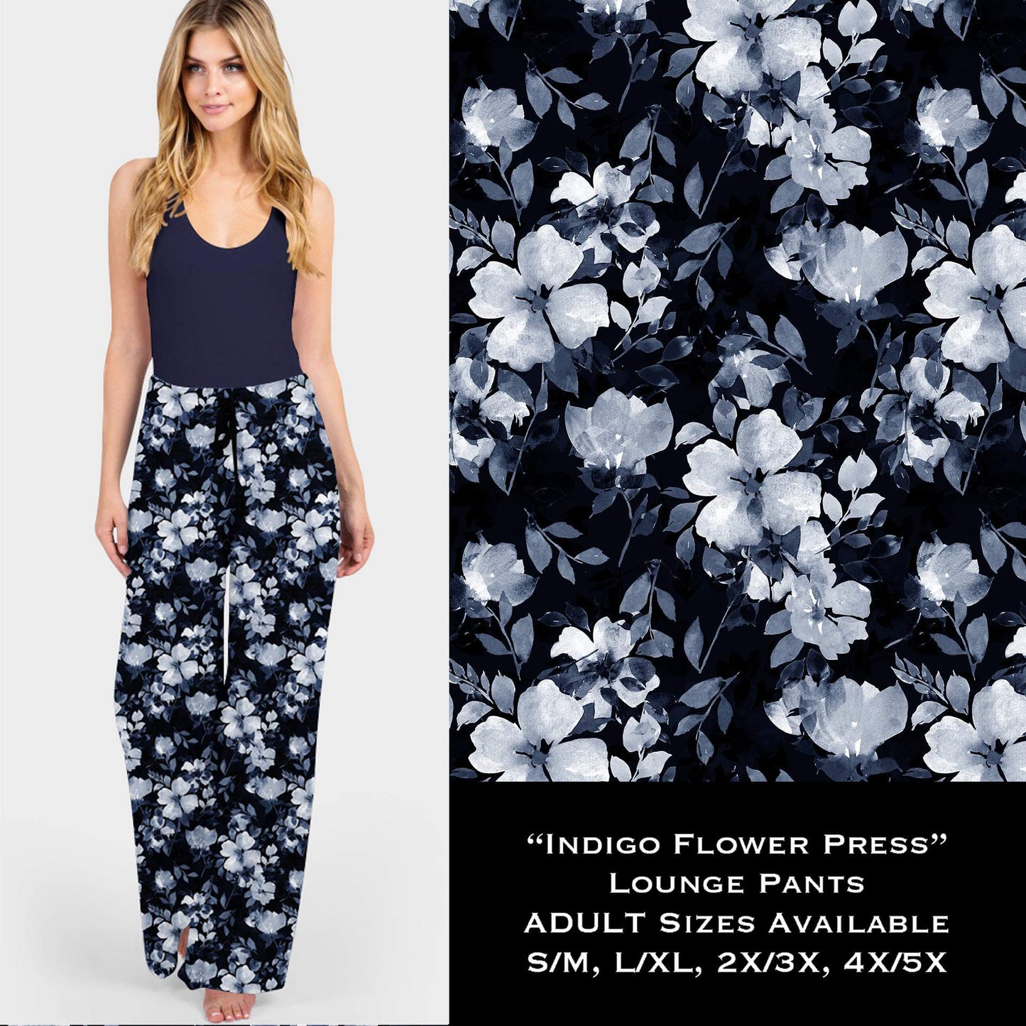 Indigo Flower Press Lounge Pants
