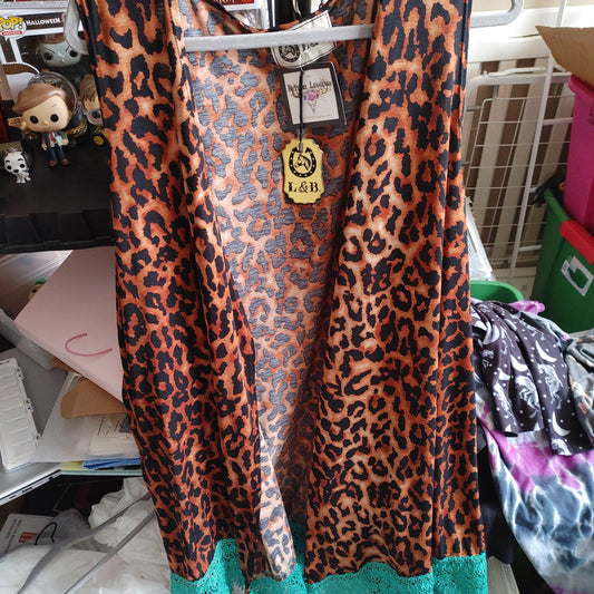 Leopard fringe vest one size fits most