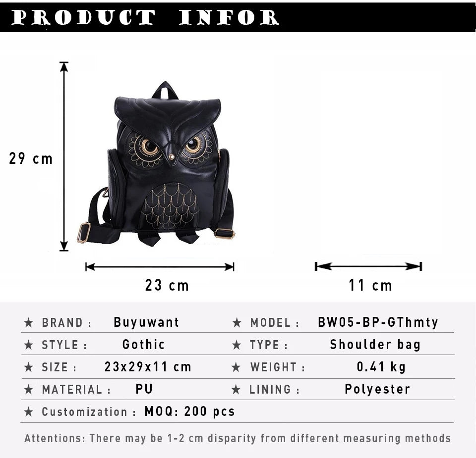 Owl PU leather Backpack bag