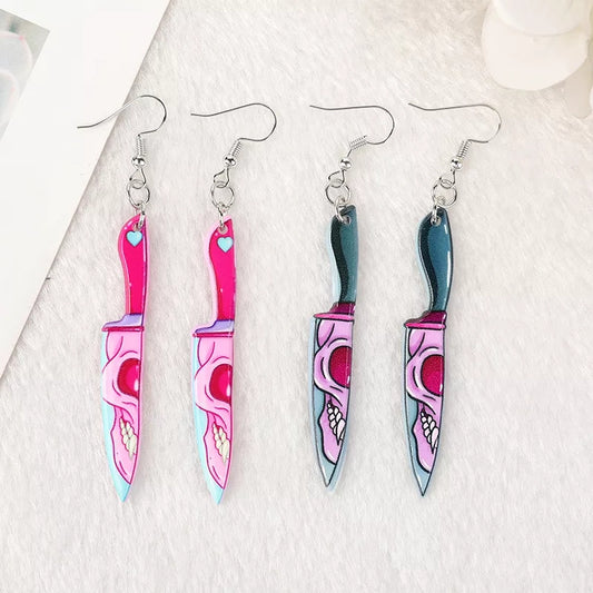 Skull knife Acrylic Earrings