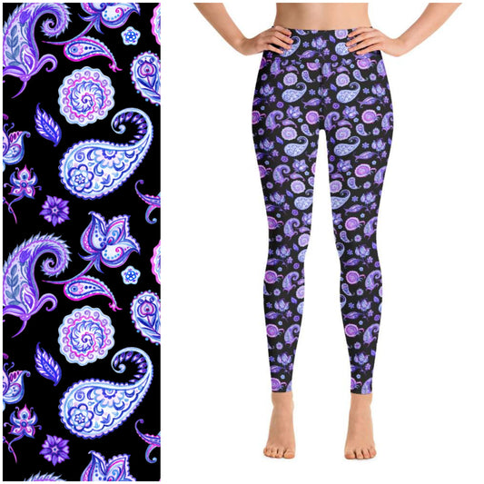 PURPLE PAISLEY legging jogger or capri