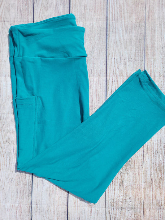 Aqua Blue capris and shorts with pockets