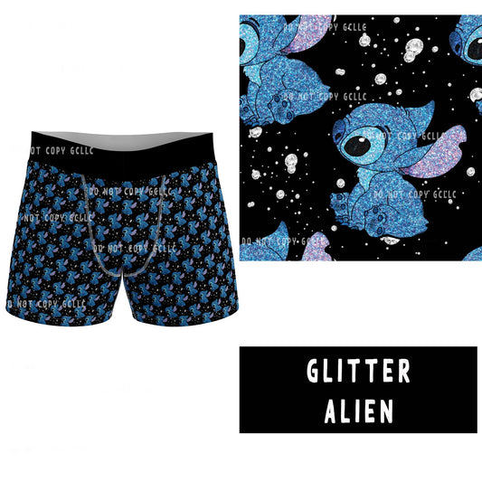 CAMI SETS/UNDERWEAR RUN- MENS BOXER BRIEF- GLITTER ALIEN