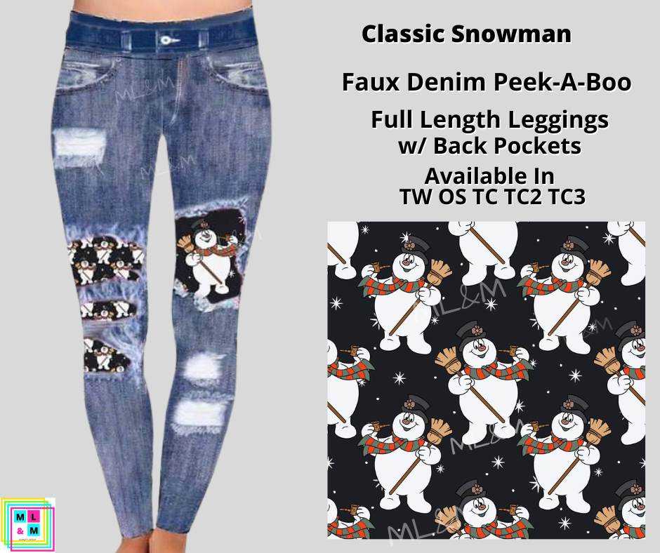 Classic Snowman Faux Denim Full Length