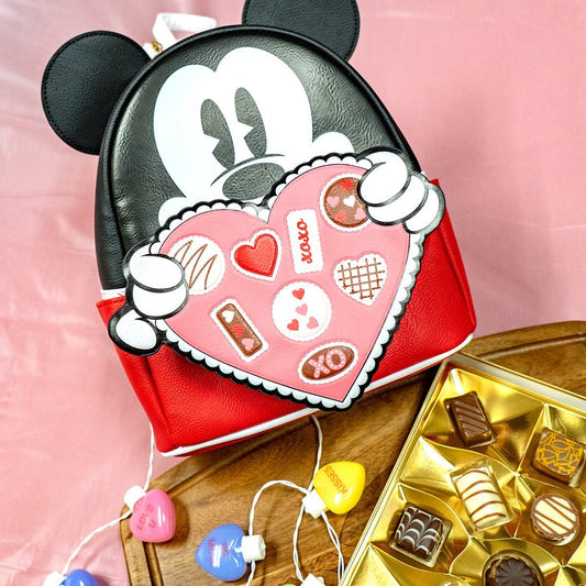EXCLUSIVE- GENUINE LOUNGEFLY - Mickey Mouse Chocolate Box Valentine Mini-Loungefly Backpack