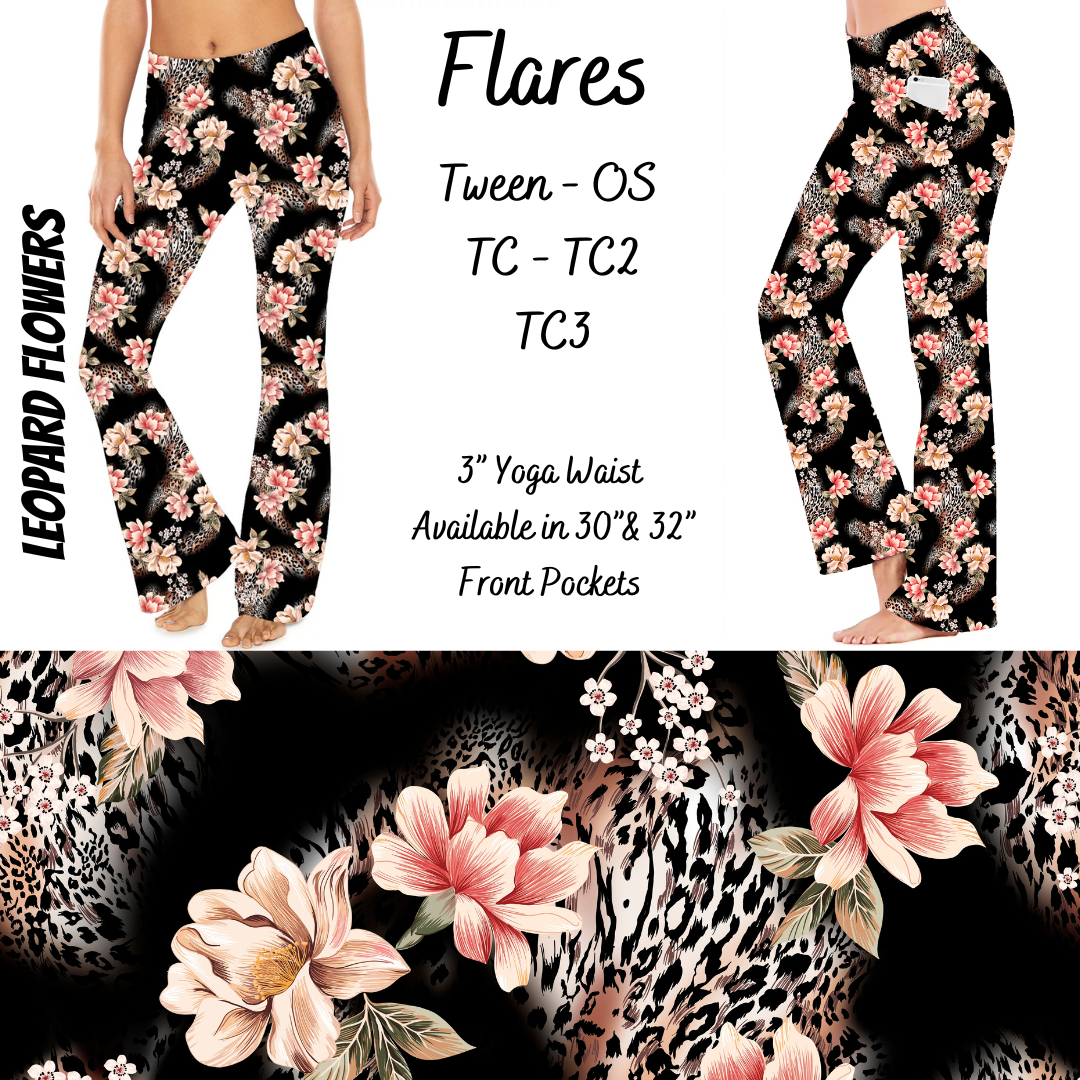 Leopard Flower - Yoga Flares with Pockets