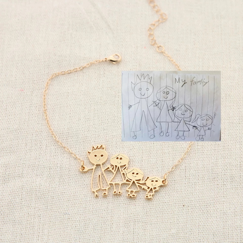 Customized drawing necklace or keychain 18k gold or silver