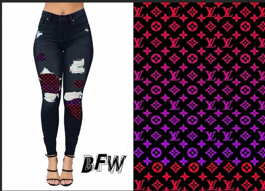 Pink/purple designer peekaboo denim Leggings, Lounge Pants and Joggers