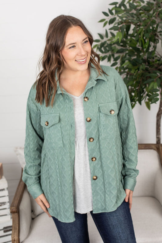 IN STOCK Cable Knit Jacket - Sage