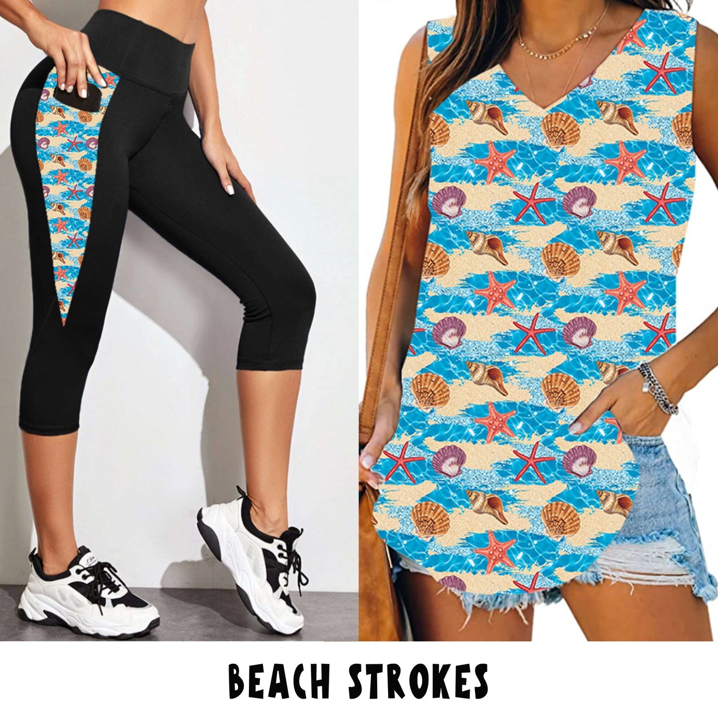 PPO RUN-BEACH STROKES CAPRI/LEGGING