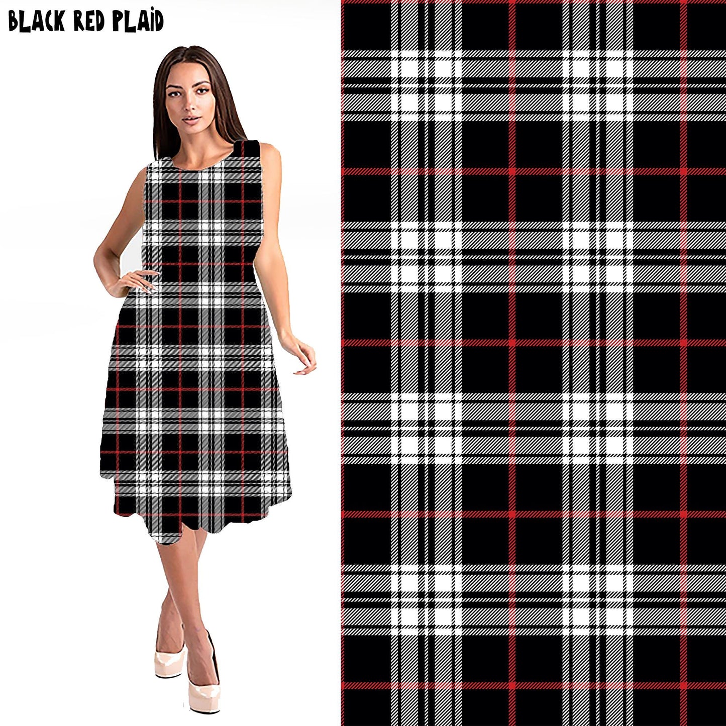 RITA POCKET SWING DRESS- BLACK RED PLAID