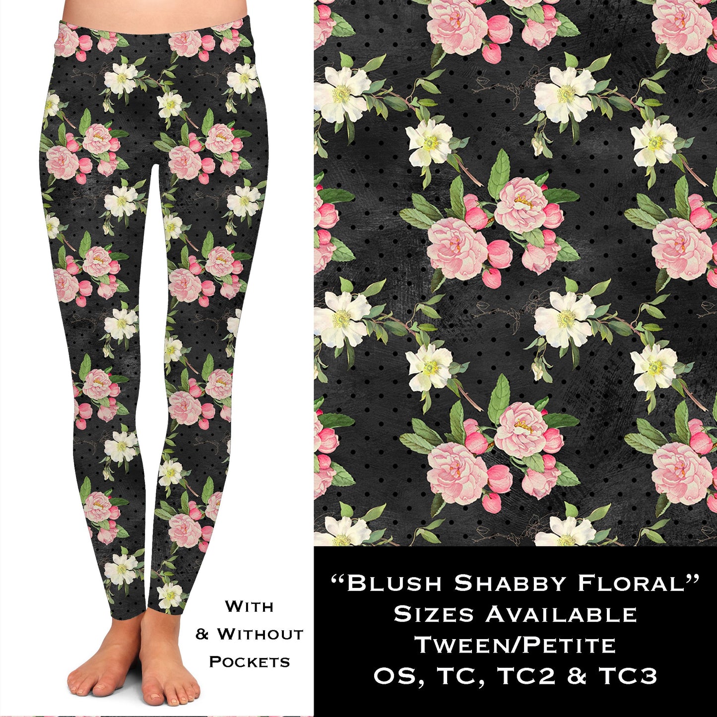 Blush Shabby Floral - Leggings