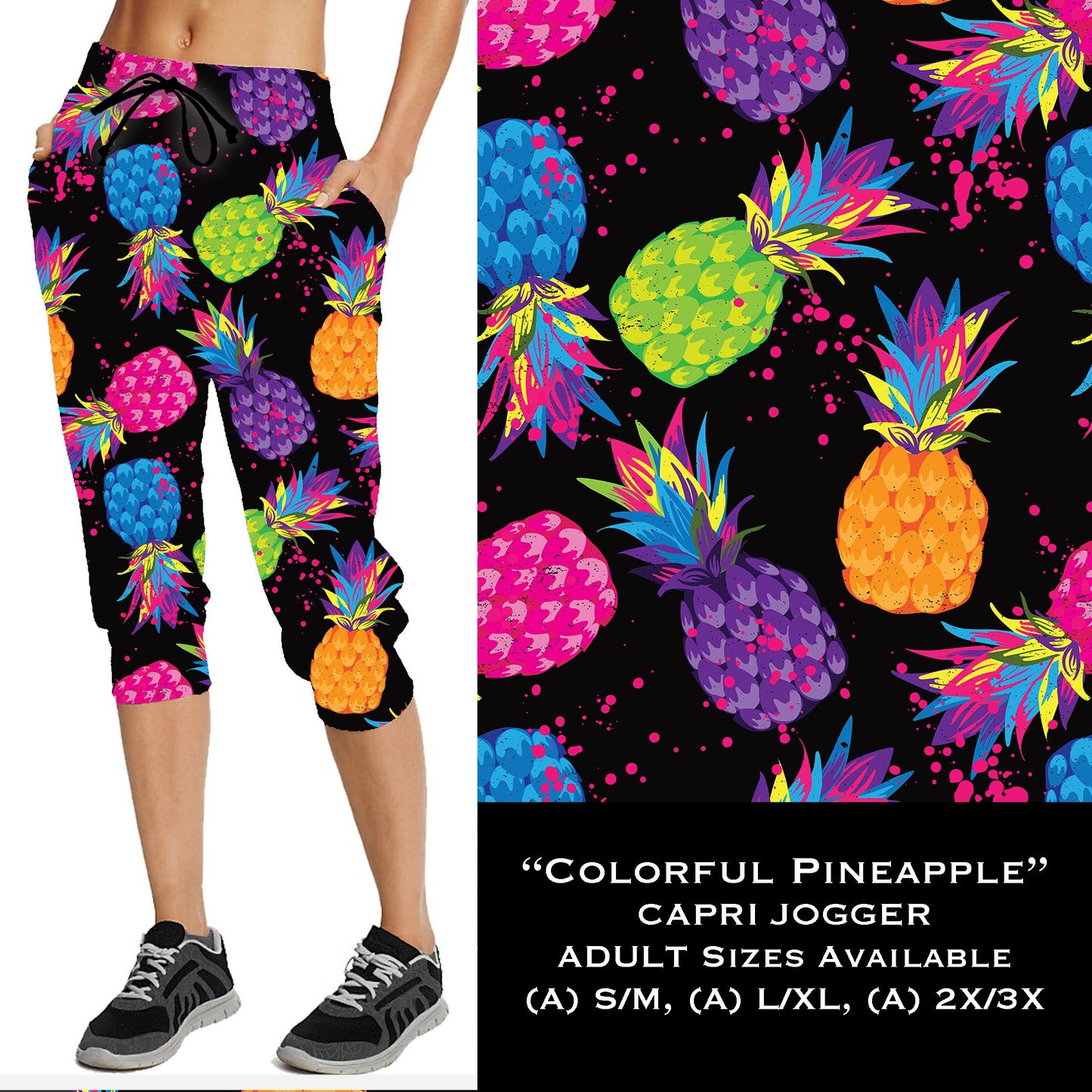 Colorful Bright Pineapple - Capri Joggers