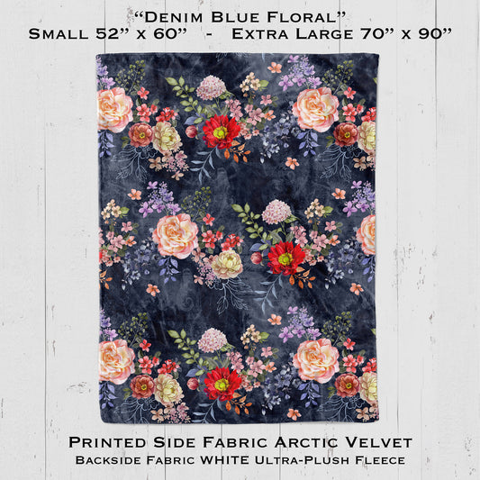 Denim Blue Floral - Blanket