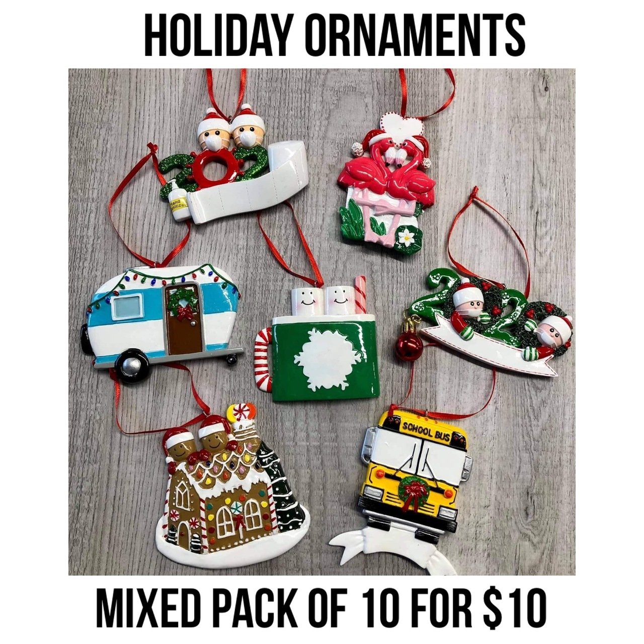 RTS - Holiday Ornaments Mixed Pack of 10