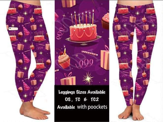 Happy Birthday leggings and capris with pockets