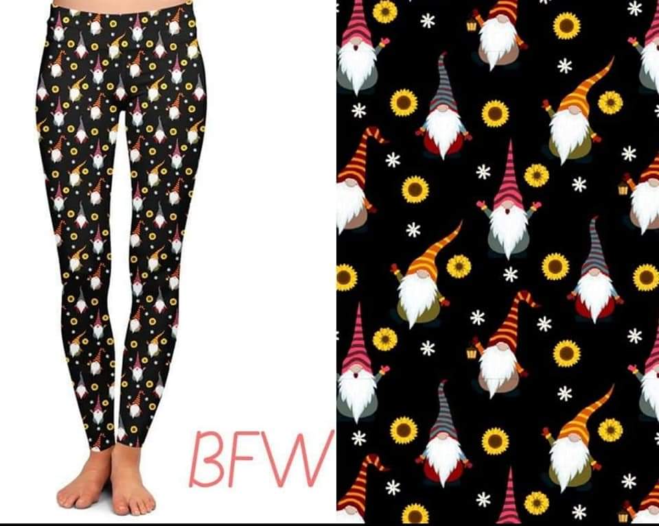 Sunflower Gnomes with pockets leggings/capris/shorts