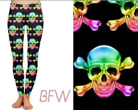 Rainbow Skulls with pockets leggings/capris/shorts