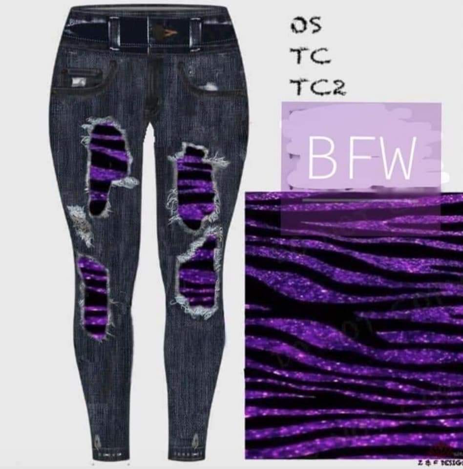 Purple Zebra Jean with pockets shorts/capris/shorts