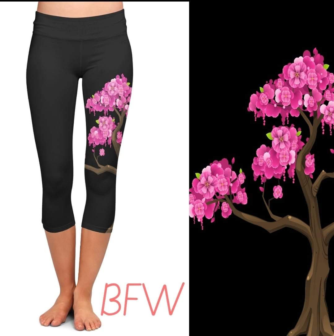 Cherry Blossoms with pockets leggings and capris