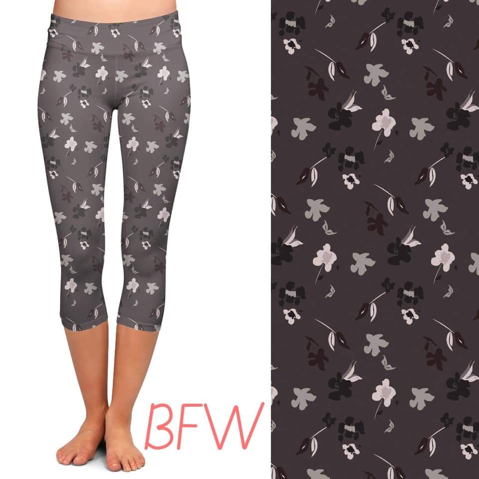 Negative Floral with pockets leggings/capris/shorts