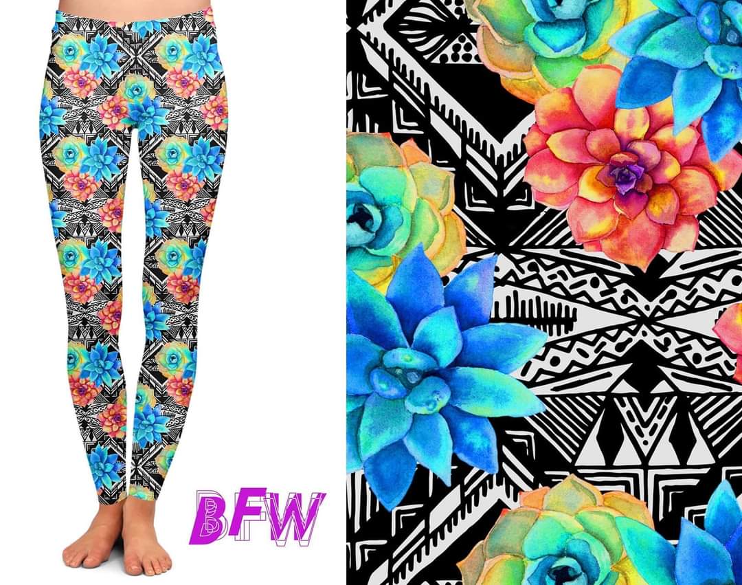 Exotic Flower Leggings with Pockets