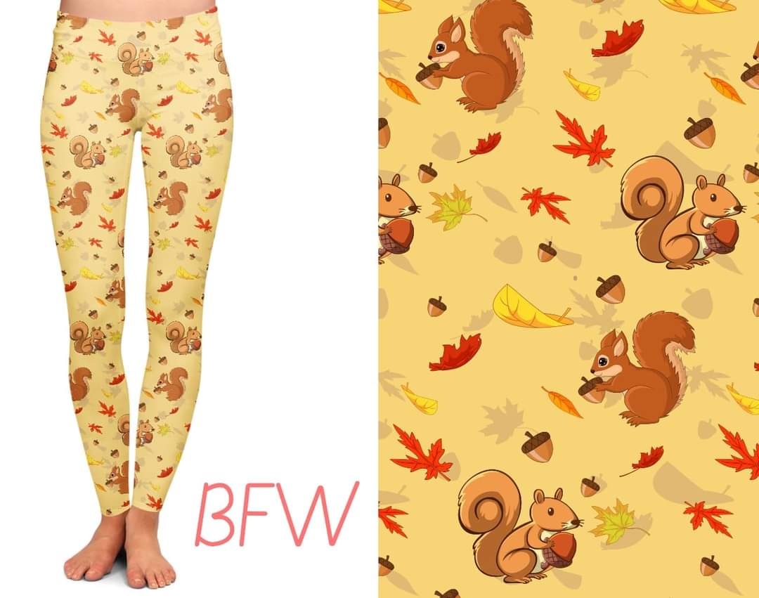 Squirrelin' Around Leggings with and without pockets