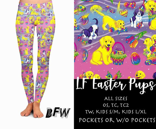 LF Holiday Easter Puppy leggings capris joggers and loungers kids and adults